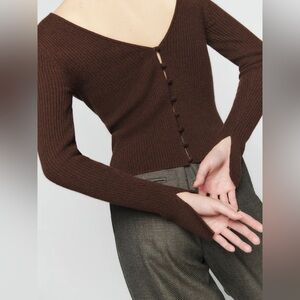 Reformation Porta Cashmere Open Back Sweater Brown Size S | Sustainable Cashmere